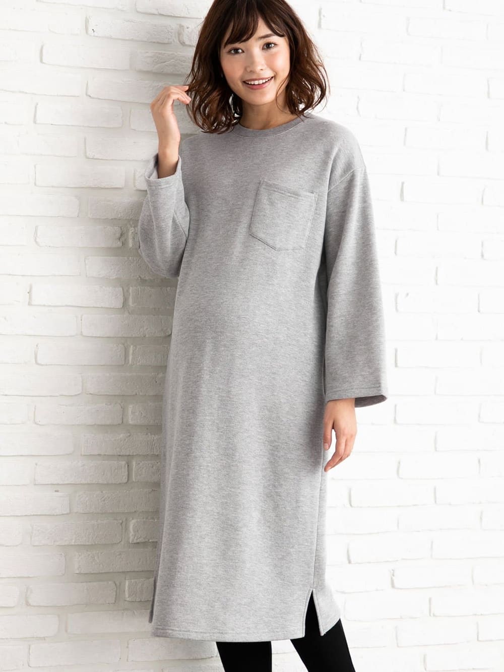 マタニティ ワンピース | 【あったか】裏起毛シンプルワンピース マタニティ・授乳服 ｜マタニティウェア・授乳服通販｜ エンジェリーベ 公式