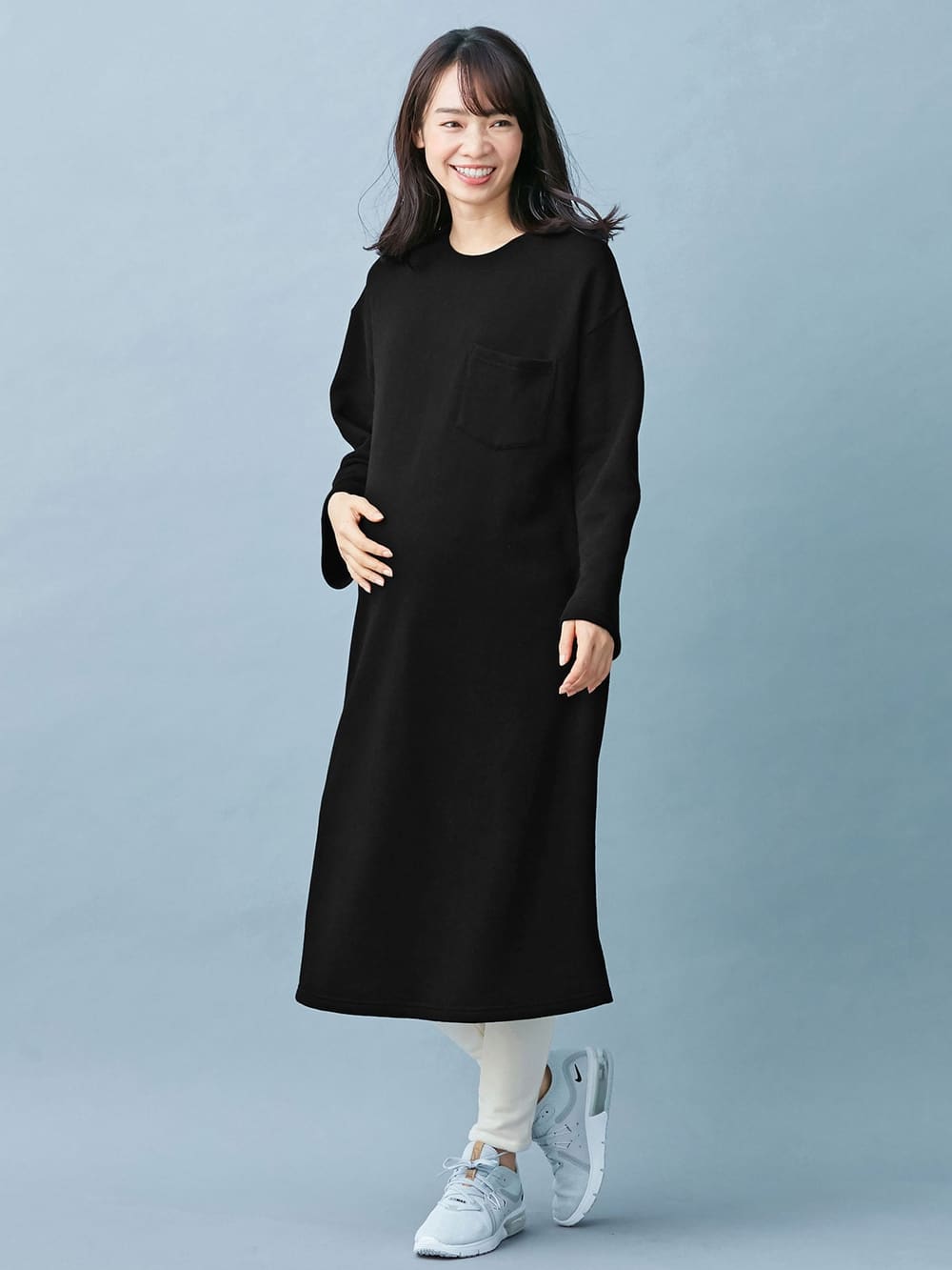 マタニティ ワンピース | 【あったか】裏起毛シンプルワンピース マタニティ・授乳服 ｜マタニティウェア・授乳服通販｜ エンジェリーベ 公式