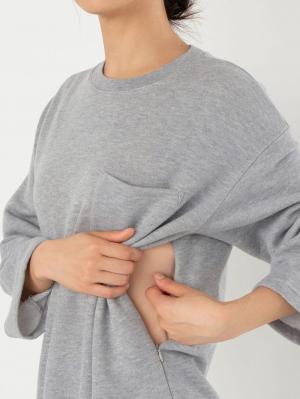 アウトレット|【あったか】裏起毛シンプルワンピース　マタニティ・授乳服