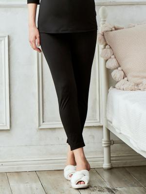 マタニティ 授乳 キャミソール|Easywarm 裏起毛9分丈パンツ【出産後も長く使える】|ブラック