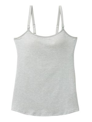 マタニティ 授乳 キャミソール|【授乳対応】モールドカップ内蔵ブラキャミ【出産後も長く使える】|グレーボーダー