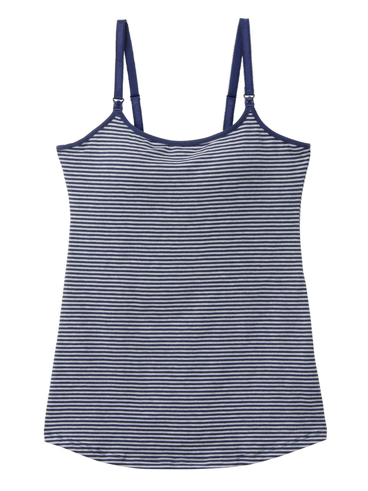 マタニティ 授乳 キャミソール|【授乳対応】モールドカップ内蔵ブラキャミ【出産後も長く使える】|ネイビーボーダー