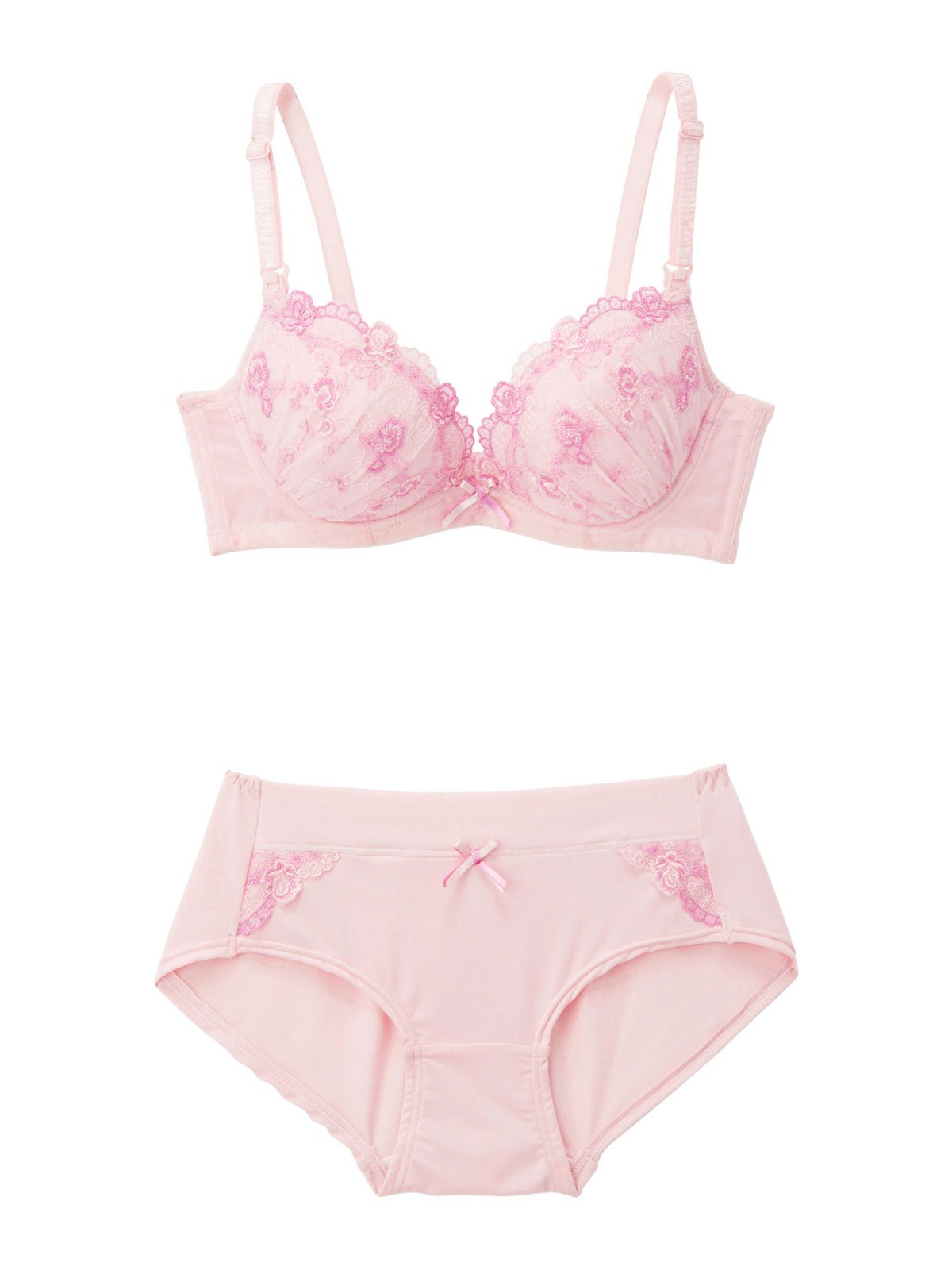 マタニティ 授乳 ブラジャー ワイヤー入り L字ワイヤー入り 花柄チュールレース ブラジャー ショーツ マタニティ 授乳 兼用 マタニティウェア 授乳服通販 エンジェリーベ 公式