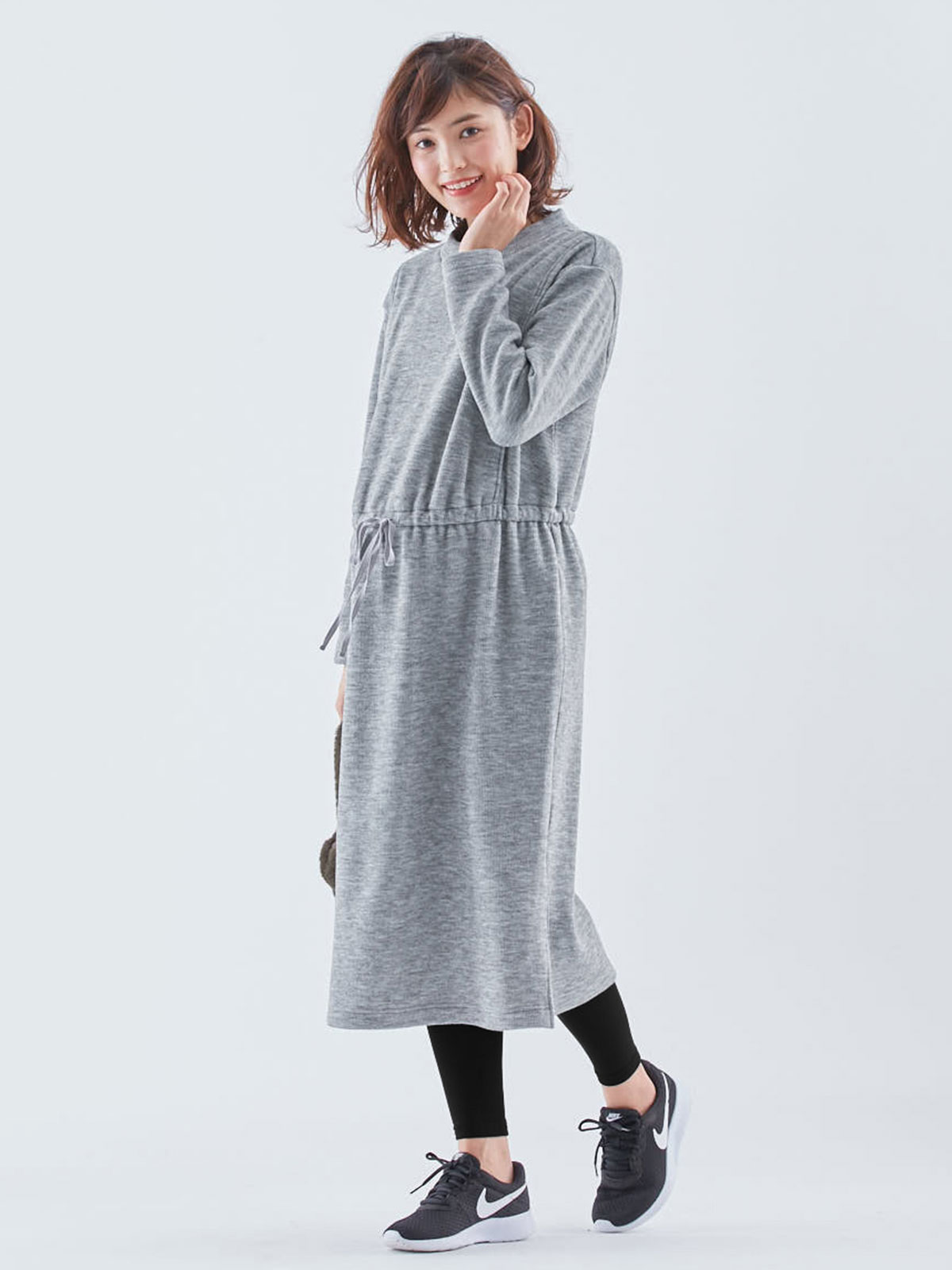 マタニティレッグウェア|犬印本舗 【160D】裏シャギー ウエストらくらくレギンス【出産後も長く使える】|ブラック