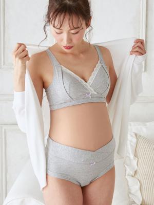 マタニティ ショーツ|【産前産後対応】らくちん2wayショーツ【出産後も長く使える】|杢グレー