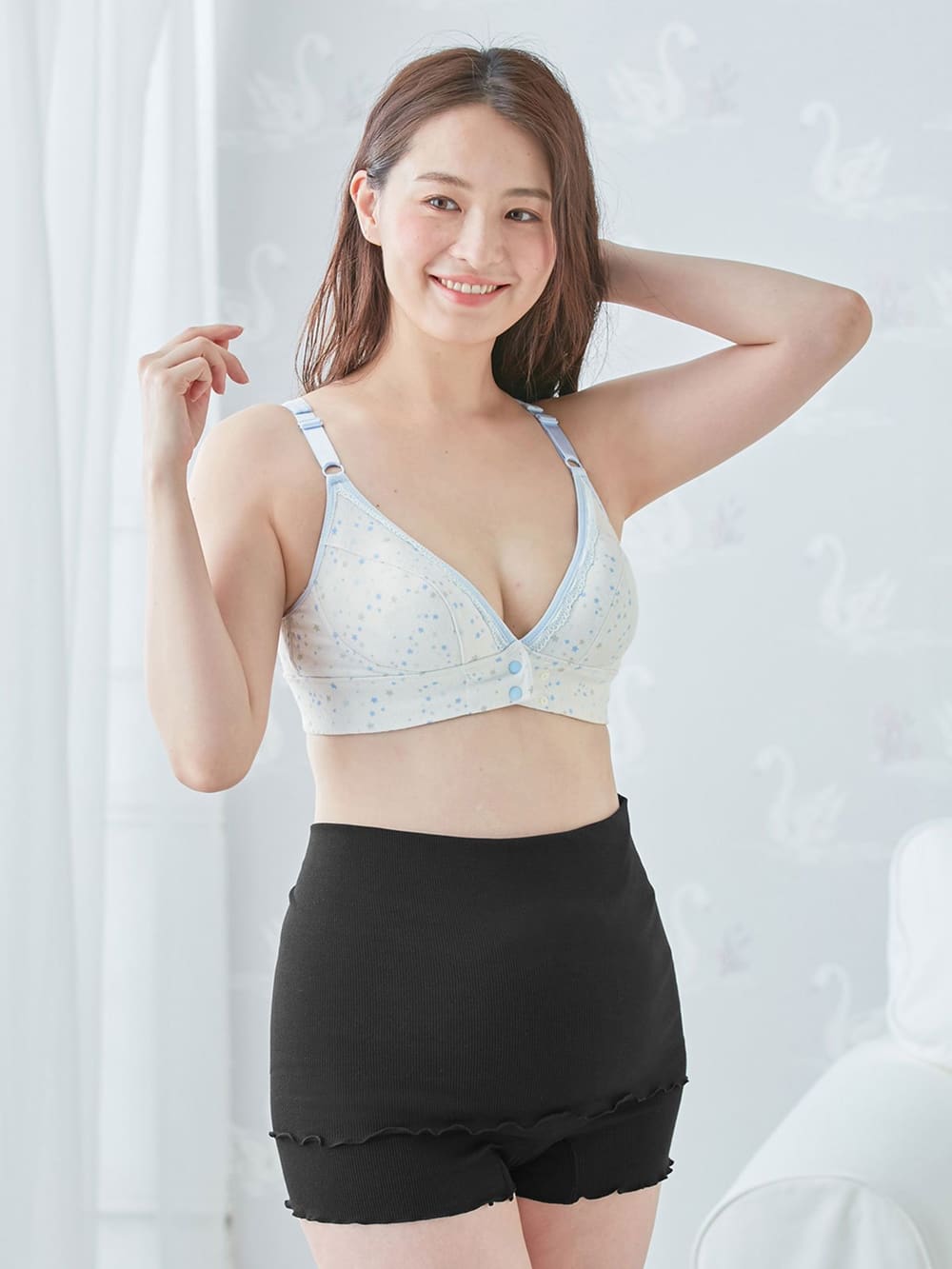 マタニティ ショーツ|マタニティ はらまきパンツ ストレッチ【出産後も長く使える】|ブラック