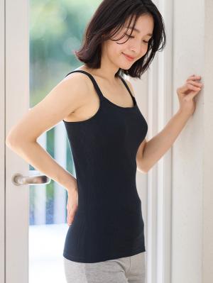 マタニティ 授乳 キャミソール|犬印本舗 【オーガニックコットン】綿100％の肌にやさしい授乳ができるキャミソール【出産後も長く使える】|ブラック