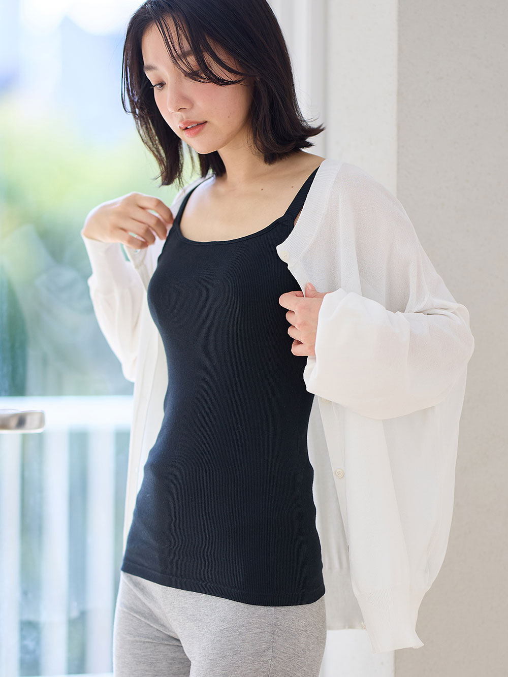 マタニティ 授乳 キャミソール|犬印本舗 【オーガニックコットン】綿100％の肌にやさしい授乳ができるキャミソール【出産後も長く使える】|ブラック