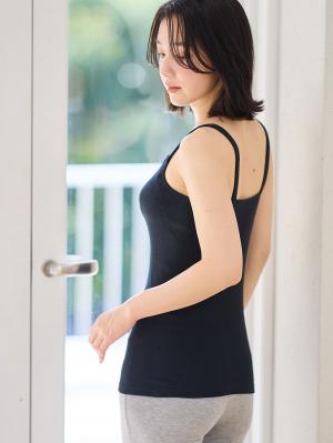 マタニティ 授乳 キャミソール|犬印本舗 【オーガニックコットン】綿100％の肌にやさしい授乳ができるキャミソール【出産後も長く使える】|ブラック