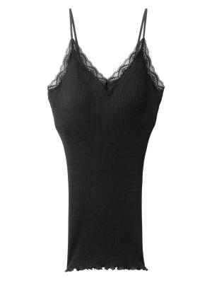 マタニティ 授乳 キャミソール|授乳ができるシルク100％の素肌にやさしいキャミソール【出産後も長く使える】|ブラック