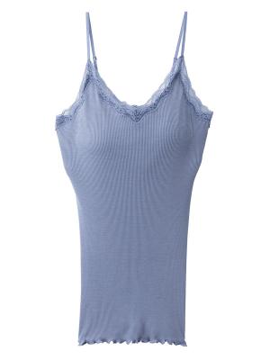 マタニティ 授乳 キャミソール|授乳ができるシルク100％の素肌にやさしいキャミソール【出産後も長く使える】|ブルー