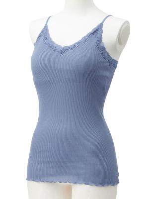 マタニティ 授乳 キャミソール|授乳ができるシルク100％の素肌にやさしいキャミソール【出産後も長く使える】|ブルー