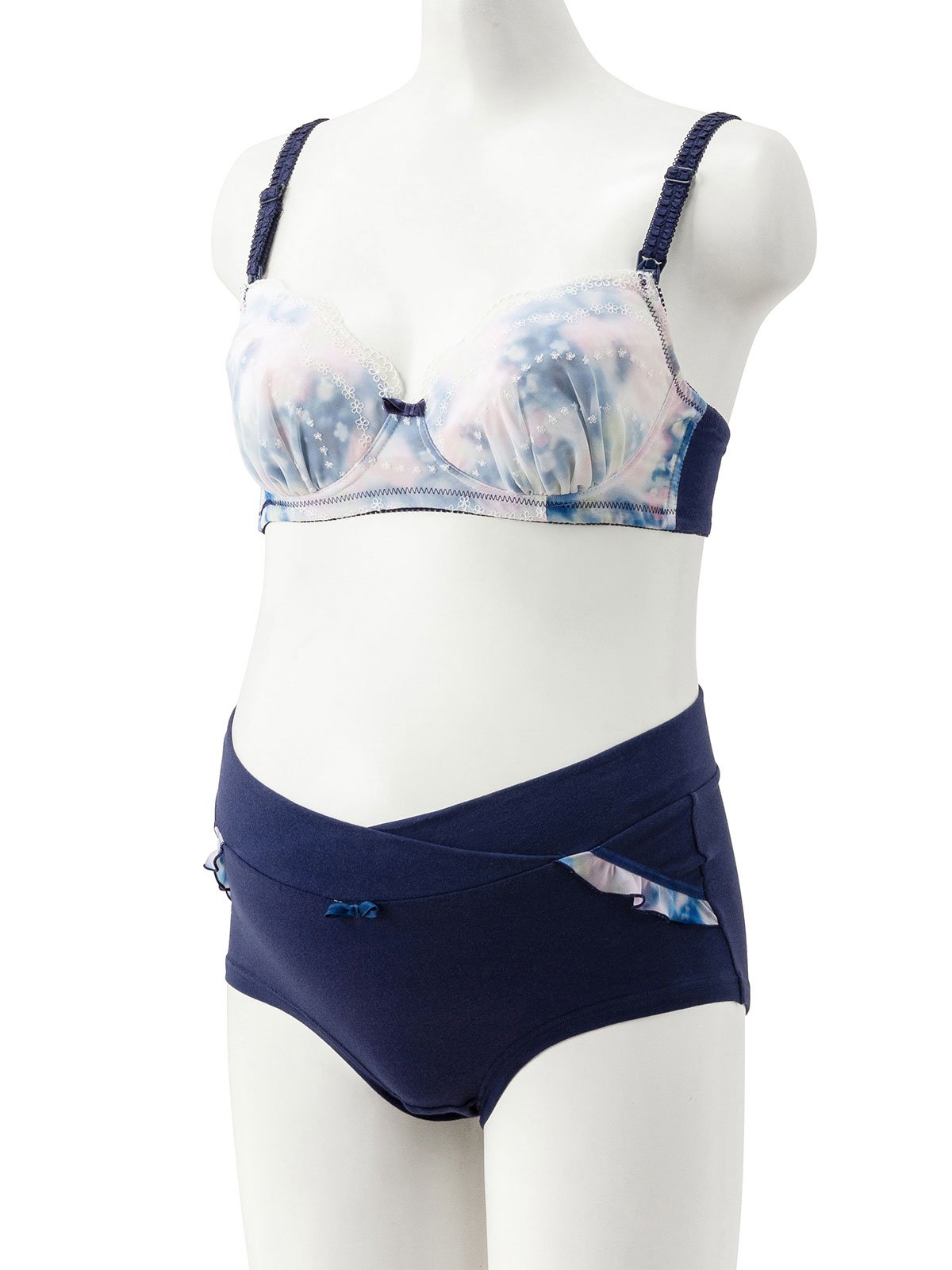 授乳ブラ・マタニティブラ(マタニティインナー・産後用品)|花柄シフォン マタニティブラ & ショーツセット ノンワイヤー | マタニティ・授乳ブラ