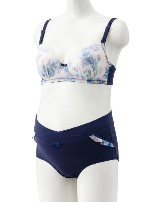 授乳ブラ・マタニティブラ(マタニティインナー・産後用品)|花柄シフォン マタニティブラ & ショーツセット ノンワイヤー | マタニティ・授乳ブラ
