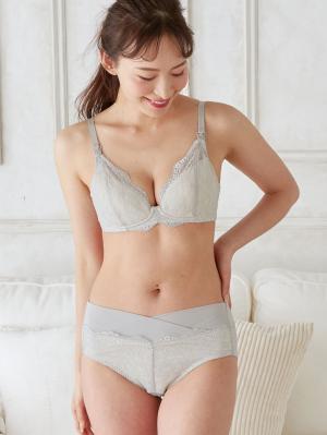 マタニティ ショーツ|【産前産後対応】レーシィ2wayマタニティショーツ【出産後も長く使える】|ライトグレー