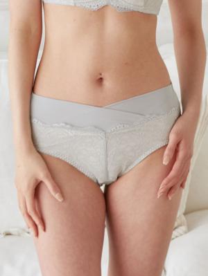 マタニティ ショーツ|【産前産後対応】レーシィ2wayマタニティショーツ【出産後も長く使える】|ライトグレー