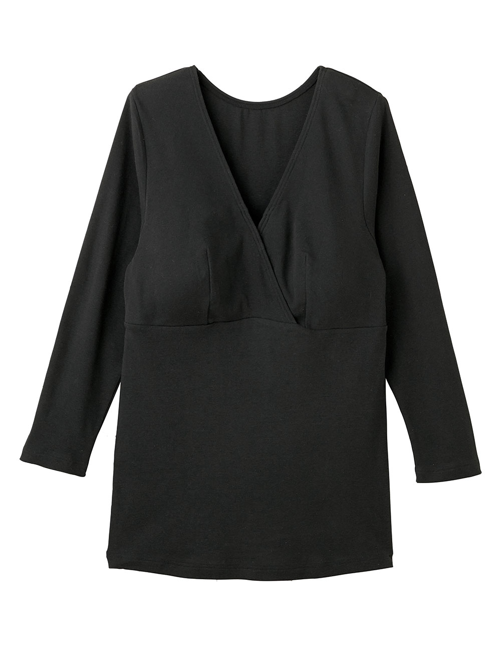 マタニティ 授乳 キャミソール|犬印本舗 授乳インナー（８分袖） オーガニックコットン素材【出産後も長く使える】|ブラック