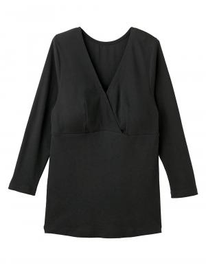 マタニティ 授乳 キャミソール|犬印本舗 授乳インナー（８分袖） オーガニックコットン素材【出産後も長く使える】|ブラック