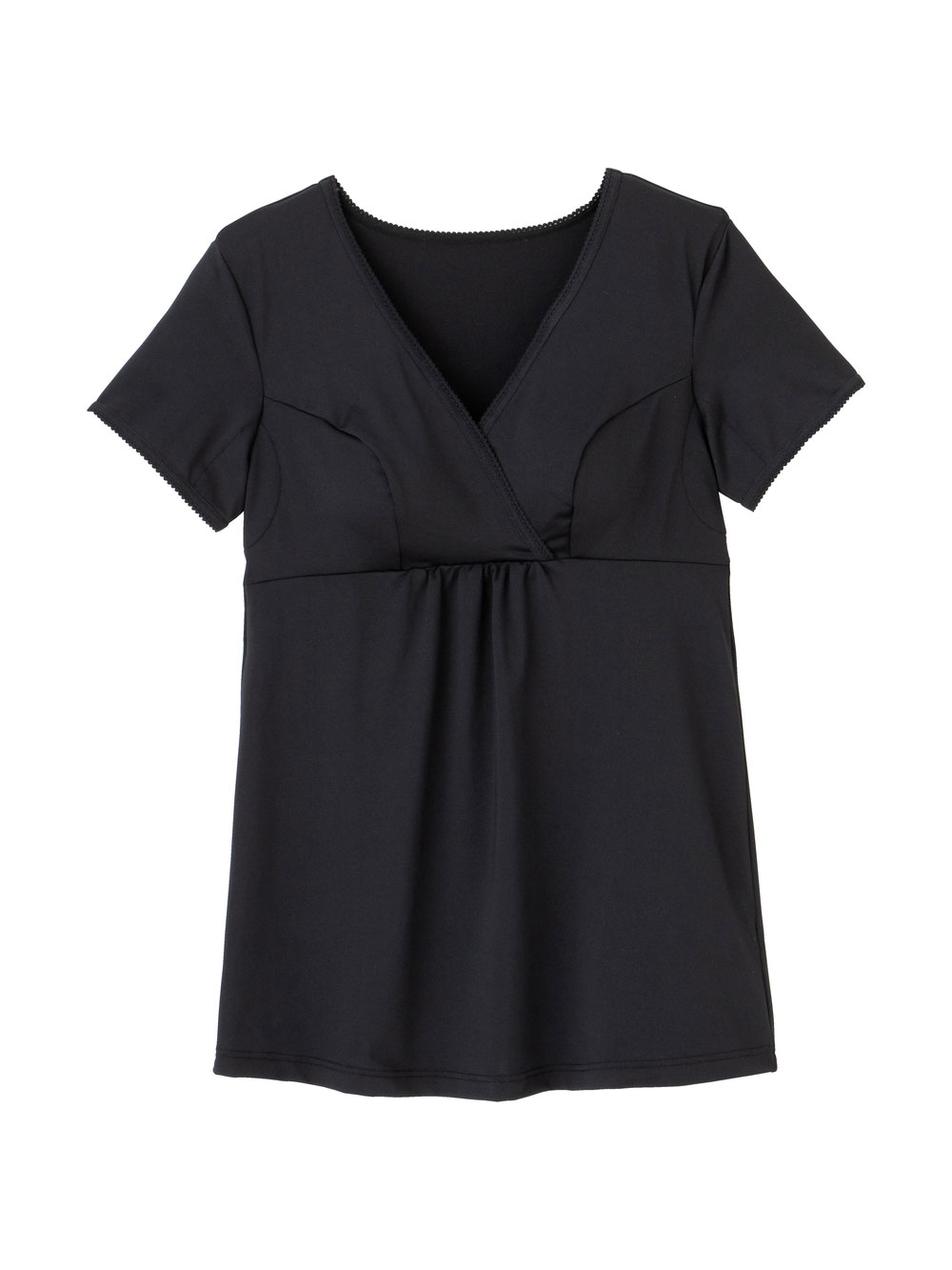 マタニティ 授乳 キャミソール|吸水速乾・接触冷感・UVカット素材二分袖汗取りインナー【出産後も長く使える】|ブラック