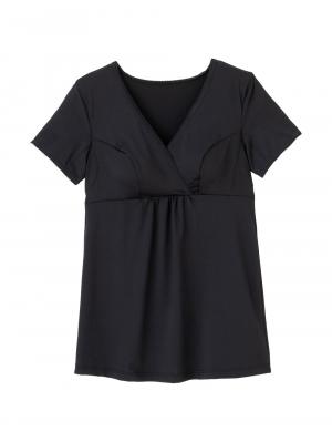 マタニティ 授乳 キャミソール|吸水速乾・接触冷感・UVカット素材二分袖汗取りインナー【出産後も長く使える】|ブラック