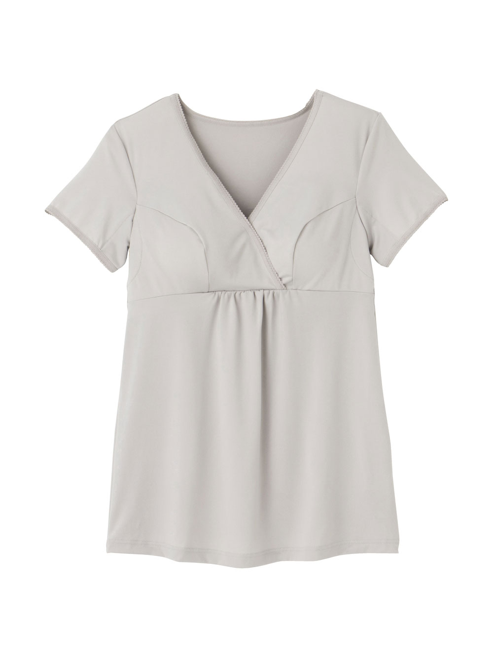 マタニティ 授乳 キャミソール|吸水速乾・接触冷感・UVカット素材二分袖汗取りインナー【出産後も長く使える】|ライトグレー