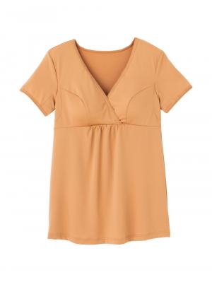 マタニティ 授乳 キャミソール|吸水速乾・接触冷感・UVカット素材二分袖汗取りインナー【出産後も長く使える】|モカ