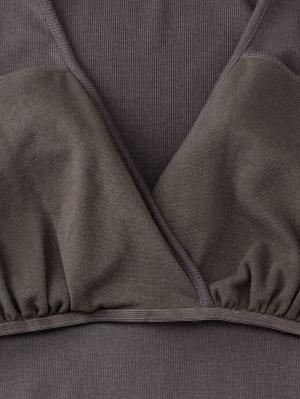 マタニティ 授乳 キャミソール|吸湿発熱加工リブ　カップ付き授乳インナー【出産後も長く使える】