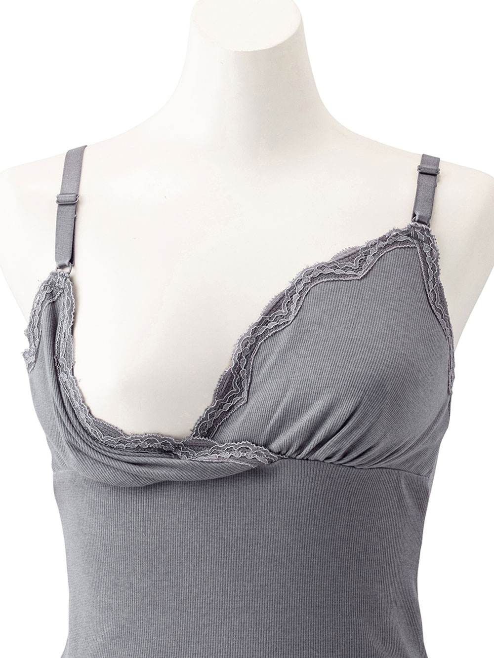 マタニティ 授乳 キャミソール|抗菌防臭　リブレース　カップ付き授乳キャミ【出産後も長く使える】