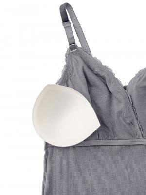 マタニティ 授乳 キャミソール|抗菌防臭　リブレース　カップ付き授乳キャミ【出産後も長く使える】