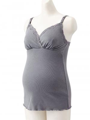 マタニティ 授乳 キャミソール|抗菌防臭　リブレース　カップ付き授乳キャミ【出産後も長く使える】