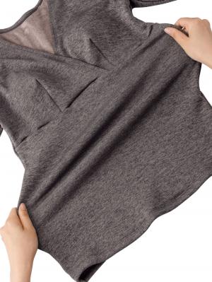 マタニティ 授乳 キャミソール|犬印本舗 毛布みたいにあたたかい カップ付き裏起毛授乳インナー(8分袖)【出産後も長く使える】