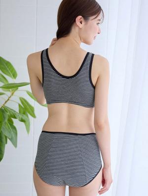 産褥ショーツ|出産準備5点セット(授乳ブラ2枚+産褥ショーツ3枚) 入院準備|ブラック・ブラックボーダー