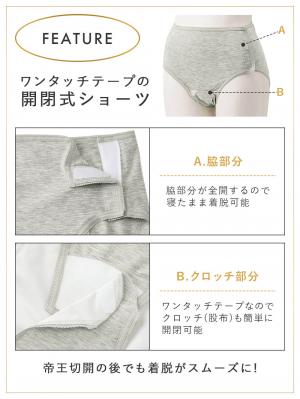 産褥ショーツ|帝王切開用 2枚組全開産褥ショーツ  出産準備 入院準備