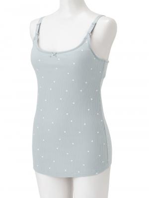 マタニティ 授乳 キャミソール|リブ星柄授乳キャミ【出産後も長く使える】