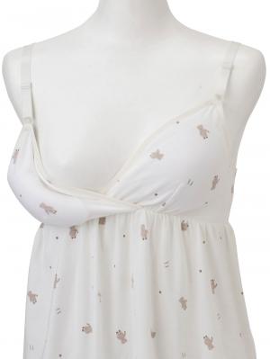 マタニティ 授乳 キャミソール|ベア天竺クマ柄授乳キャミ【出産後も長く使える】