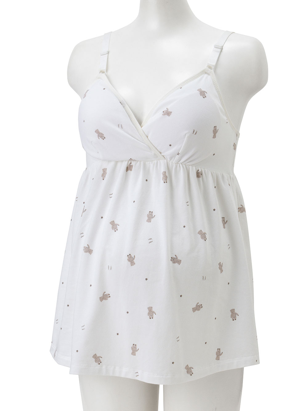 マタニティ 授乳 キャミソール|ベア天竺クマ柄授乳キャミ【出産後も長く使える】