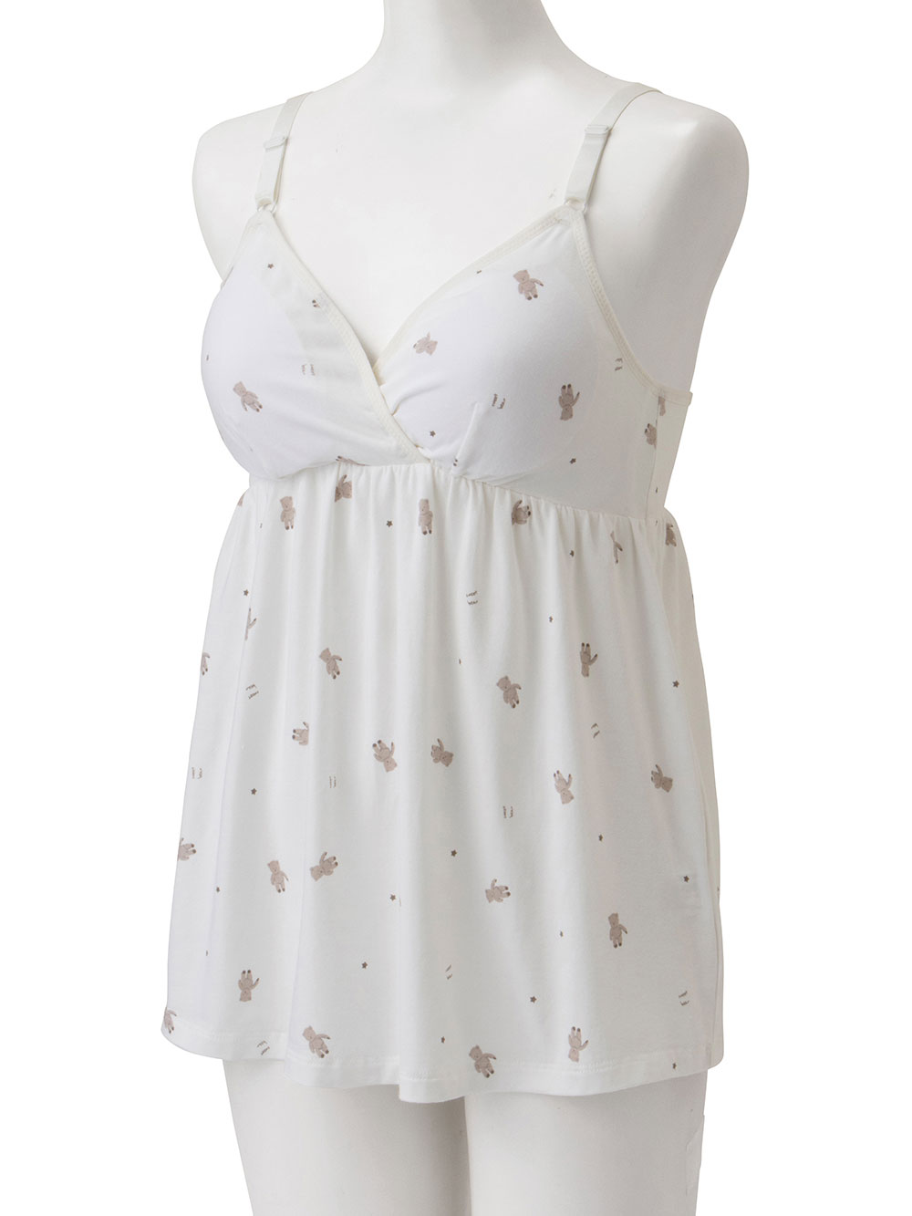 マタニティ 授乳 キャミソール|ベア天竺クマ柄授乳キャミ【出産後も長く使える】