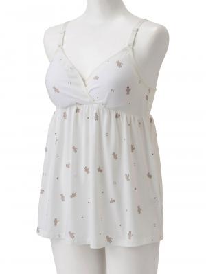 マタニティ 授乳 キャミソール|ベア天竺クマ柄授乳キャミ【出産後も長く使える】