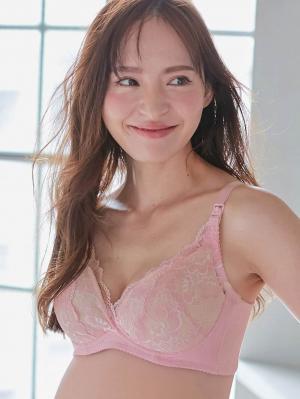 授乳ブラ・マタニティブラ（マタニティインナー・産後用品）|【LDK Baby 1位】助産院監修 ママふわ授乳ブラ 垂れ防止 フィットグミ ノンワイヤー ｜ マタニティ・授乳ブラ|ピンクレース