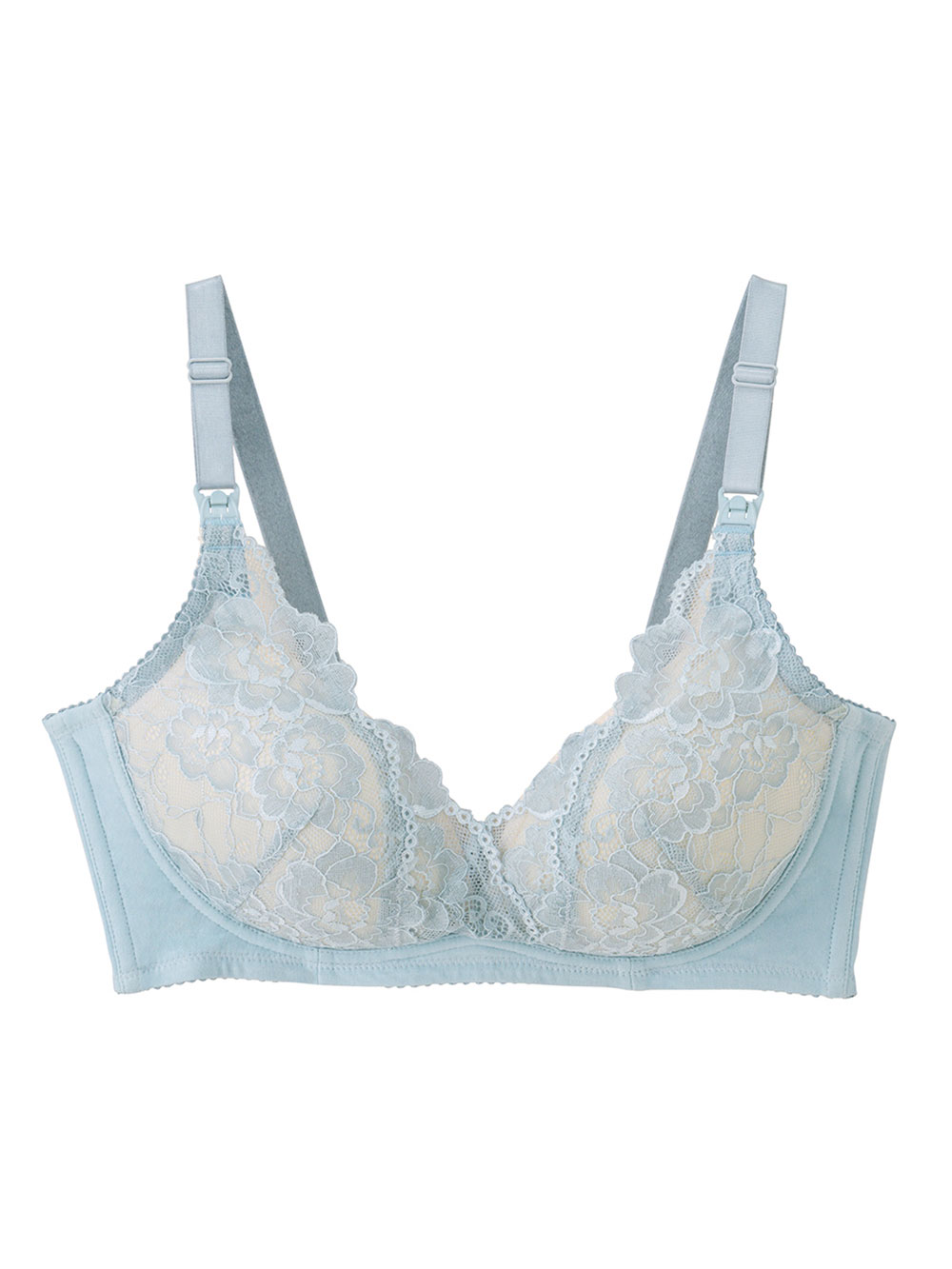 授乳ブラ・マタニティブラ(マタニティインナー・産後用品)|【LDK Baby 1位】助産院監修 ママふわ授乳ブラ 垂れ防止 フィットグミ ノンワイヤー | マタニティ・授乳ブラ|ブルーレース