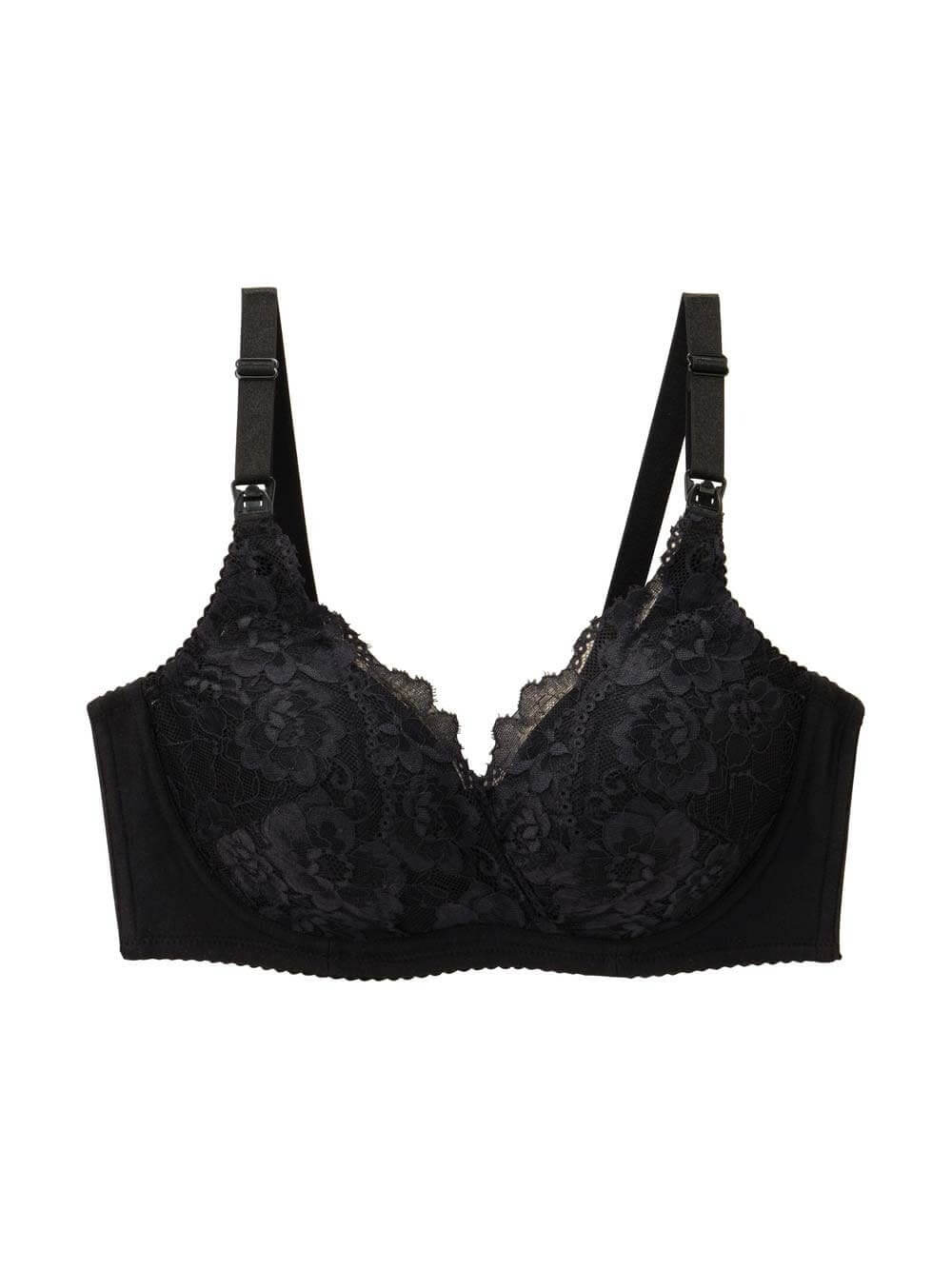 授乳ブラ・マタニティブラ(マタニティインナー・産後用品)|【LDK Baby 1位】助産院監修 ママふわ授乳ブラ 垂れ防止 フィットグミ ノンワイヤー | マタニティ・授乳ブラ|オールブラックレース