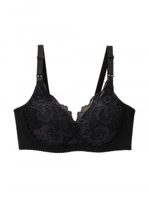 授乳ブラ・マタニティブラ(マタニティインナー・産後用品)|【LDK Baby 1位】助産院監修 ママふわ授乳ブラ 垂れ防止 フィットグミ ノンワイヤー | マタニティ・授乳ブラ|オールブラックレース