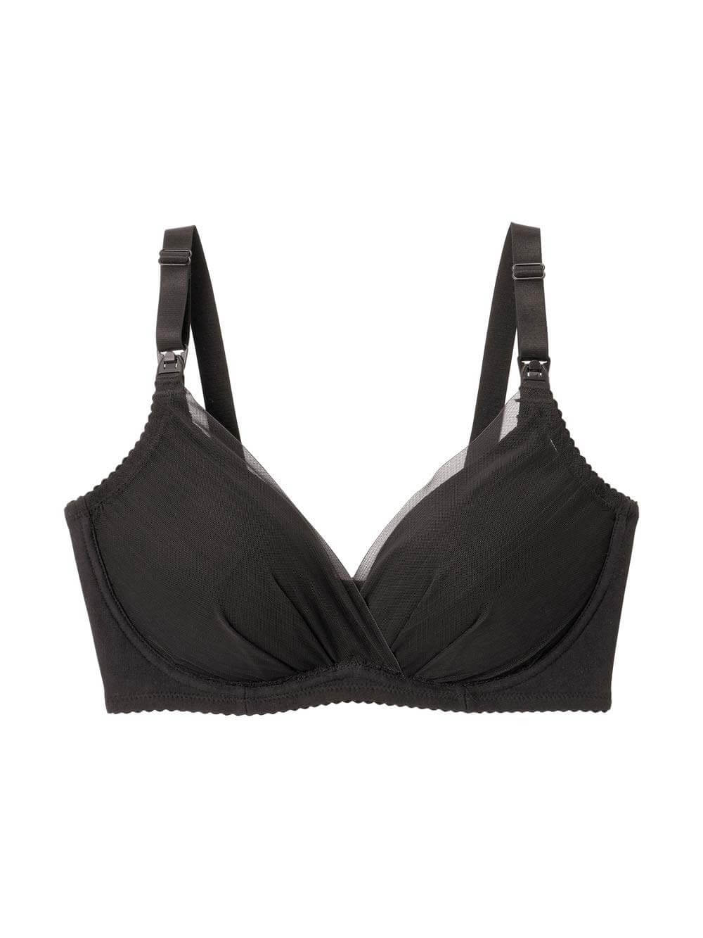 授乳ブラ・マタニティブラ(マタニティインナー・産後用品)|【LDK Baby 1位】助産院監修 ママふわ授乳ブラ 垂れ防止 フィットグミ ノンワイヤー | マタニティ・授乳ブラ|ブラック(シンプル)