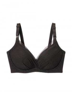 授乳ブラ・マタニティブラ(マタニティインナー・産後用品)|【LDK Baby 1位】助産院監修 ママふわ授乳ブラ 垂れ防止 フィットグミ ノンワイヤー | マタニティ・授乳ブラ|ブラック(シンプル)