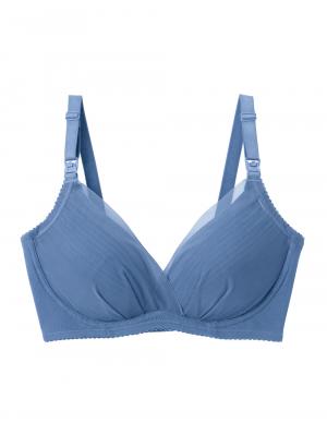 授乳ブラ・マタニティブラ(マタニティインナー・産後用品)|【LDK Baby 1位】助産院監修 ママふわ授乳ブラ 垂れ防止 フィットグミ ノンワイヤー | マタニティ・授乳ブラ|ブルー(シンプル)