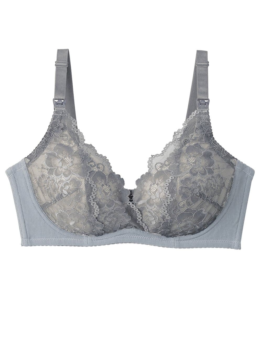 授乳ブラ・マタニティブラ(マタニティインナー・産後用品)|【LDK Baby 1位】助産院監修 ママふわ授乳ブラ 垂れ防止 フィットグミ ノンワイヤー | マタニティ・授乳ブラ|グレーレース