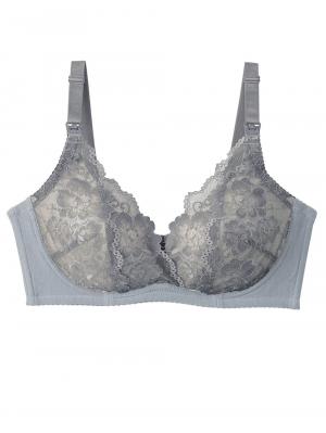 授乳ブラ・マタニティブラ(マタニティインナー・産後用品)|【LDK Baby 1位】助産院監修 ママふわ授乳ブラ 垂れ防止 フィットグミ ノンワイヤー | マタニティ・授乳ブラ|グレーレース