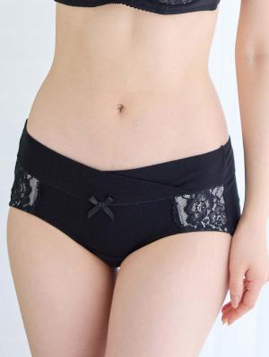 マタニティ ショーツ|助産院監修　ママとつくった産前産後使えるローライズマタニティショーツ|ブラックレース