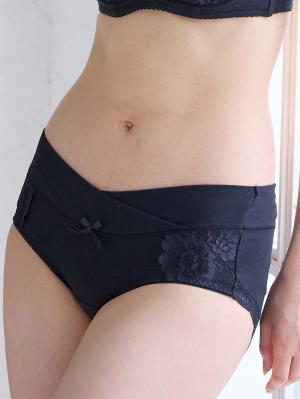 マタニティ ショーツ|助産院監修　ママとつくった産前産後使えるローライズマタニティショーツ|オールブラックレース