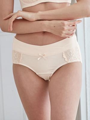 マタニティ ショーツ|助産院監修　ママとつくった産前産後使えるローライズマタニティショーツ|ベージュレース